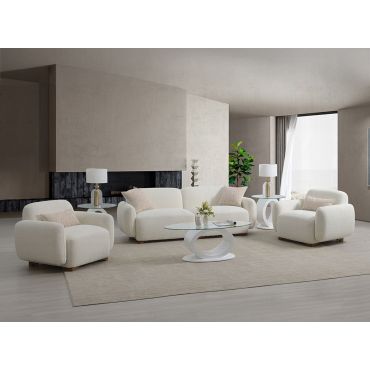 Kelvin Modern Sofa Set Ivory Boucle