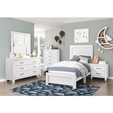 Kloten Youth Bedroom Set Rustic White Finish