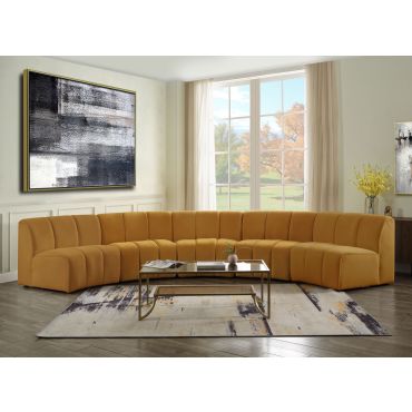 Laufer Yellow Velvet Circular Sectional