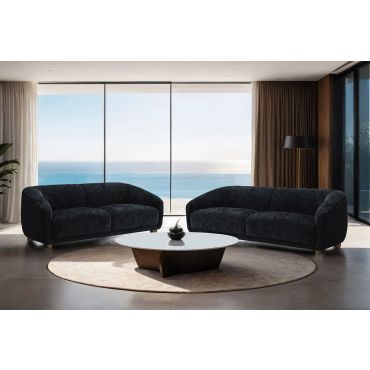 Lavena Black Chenille Sofa Set