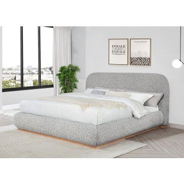 Lesley Platform Bed Light Grey Boucle