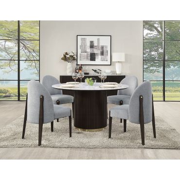 Liguria Round Marble Top Dining Table With Grey Chairs