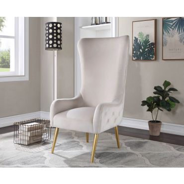 Ling Tufted Beige Velvet Accent Chair