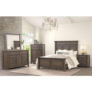 Logandale Dark Walnut Finish Bedroom Set