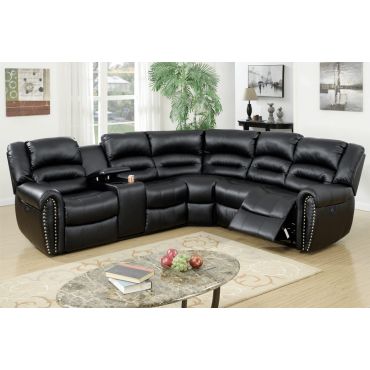 Lorcan Power Recliner Sectional Black Leather