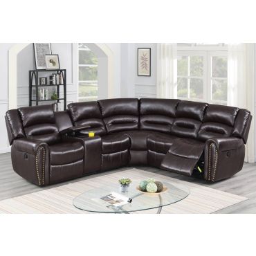 Lorcan Dark Brown Power Recliner Sectional