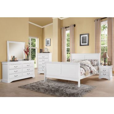 Louis Philippe White Finish Sleight Bed