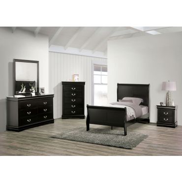 LP Black Finish Sleigh Bed