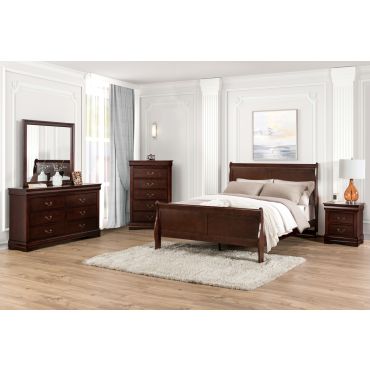 LP Brown Finish Sleigh Bed