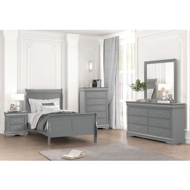 LP Grey Finish Sleigh Bed