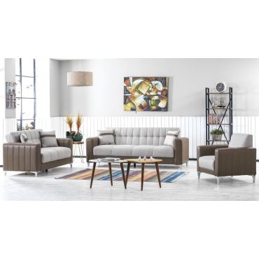 Marianna Beige Sofa Set Sleeper With Storage