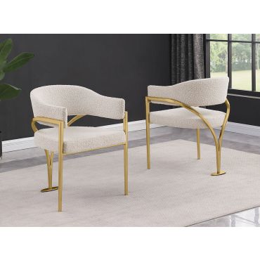 Marlee Cream Boucle Gold Dining Chairs