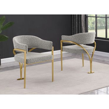 Marlee Grey Boucle Gold Dining Chairs