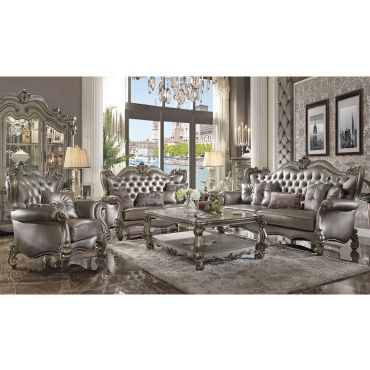 Marlyn Silver Leather Living Room Furniture