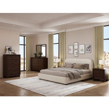 Maxy Beige Chenille Platform Bed