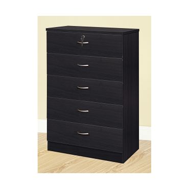 Meggie Black Five Drawer Chest