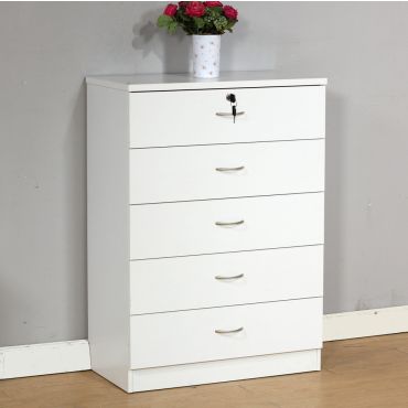 Meggie White Five Drawer Chest