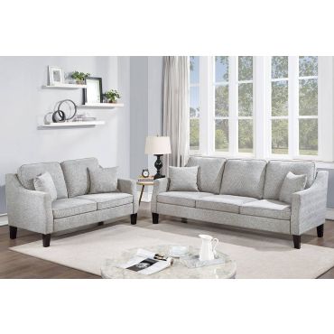 Melanie 2-Piece Grey Chenille Sofa Set