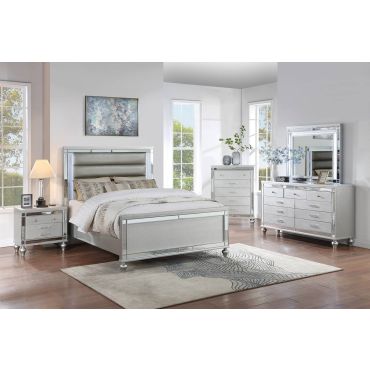 Mera Silver LED Bed With Mirror Trim