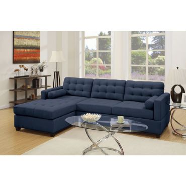 Miley Navy Linen Sectional Sofa