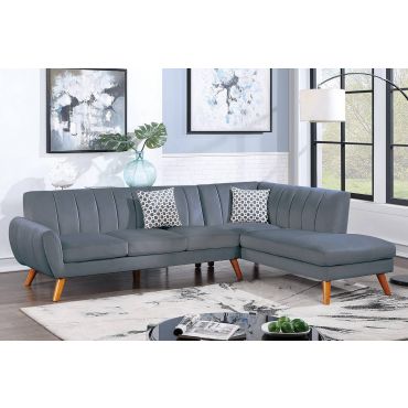 Molly Grey Velvet Sectional Sofa