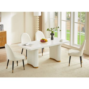 Montbelle White Dining Table With Fluted Base