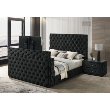 Morcote Bed With TV Lift Black Velvet