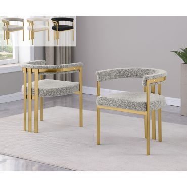 Morden Boucle Fabric Gold Dining Chairs