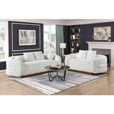 Mulsane White Boucle Modern Sofa & Loveseat