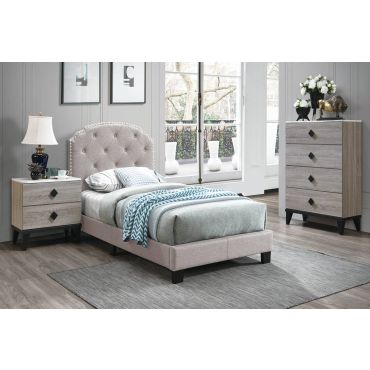 Nashville Tufted Fabric Platform Bed