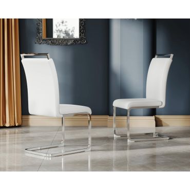 Napel White Dining Chair Chrome Base