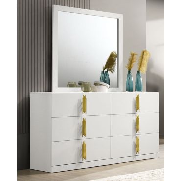 Newell White Dresser With Gold Accent