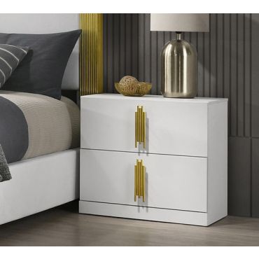 Newell White Night Stand With Gold Accent