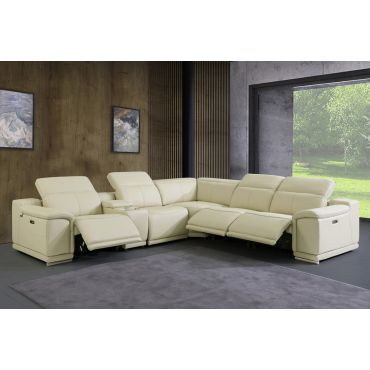 Nieves Beige Italian Leather Recliner Sectional