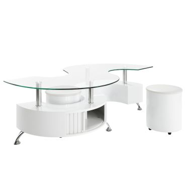 Olympia White Coffee Table With Stools