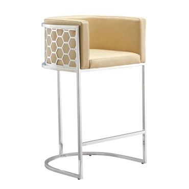 Opal Beige Leather Bar Height Chair