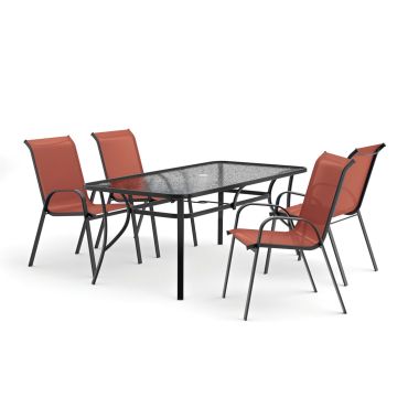 Orton 5-Piece Outdoor Table Set Red Chairs