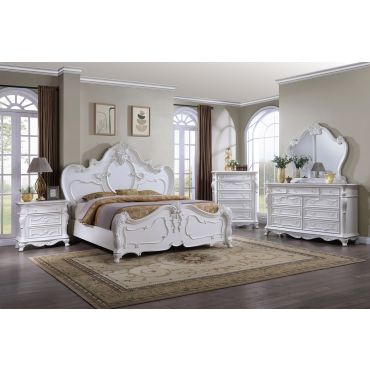 Palace White Finish Traditional Style Bedroom Set