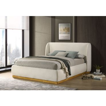 Palki Ivory Boucle Platform Bed