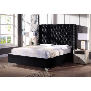 Panarea Black Velvet Winged Bed