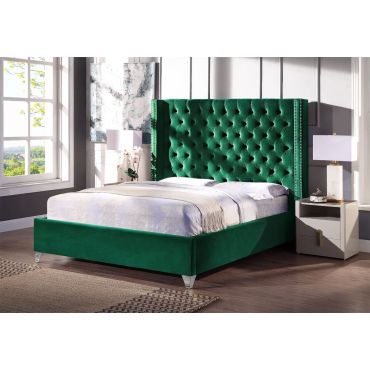 Panarea Green Velvet Winged Bed