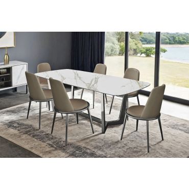 Piero Ceramic Top Dining Table Chrome Base