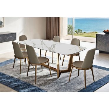 Piero Ceramic Dining Table Gold Base