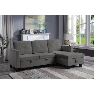 Polito Dark Grey Velvet Sectional Sleeper