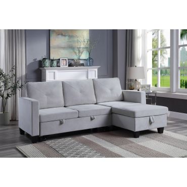 Polito Light Grey Sectional Sleeper With Storage