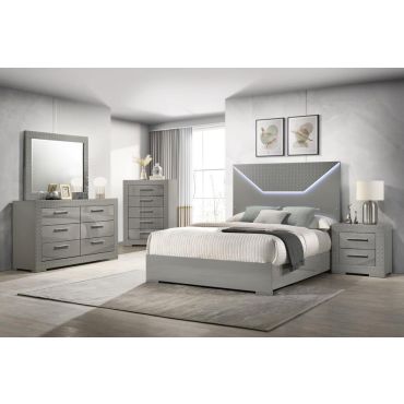 Pyramid Grey Lacquer Bedroom Set