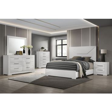 Pyramid White Finish Bedroom Set