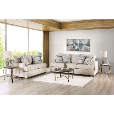 Rolyn Cream Fabric Oversized Sofa Set