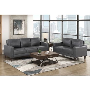 Rosario Dark Grey Leather Sofa and Loveseat