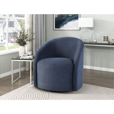 Roven Dark Blue Swivel Accent Chair